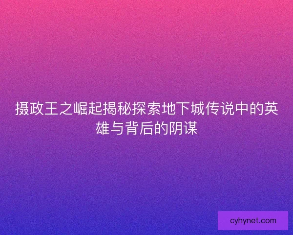 摄政王之崛起揭秘探索地下城传说中的英雄与背后的阴谋
