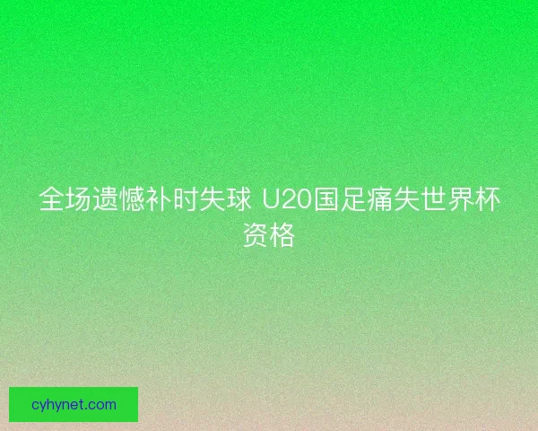 全场遗憾补时失球 U20国足痛失世界杯资格